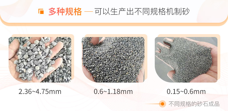 可生產各種規格的砂石